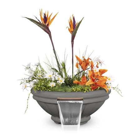 The Outdoor Plus 24 Round Roma Planter & Water Bowl - GFRC Concrete - Natural Gray - OPT-ROMPW24-NGY